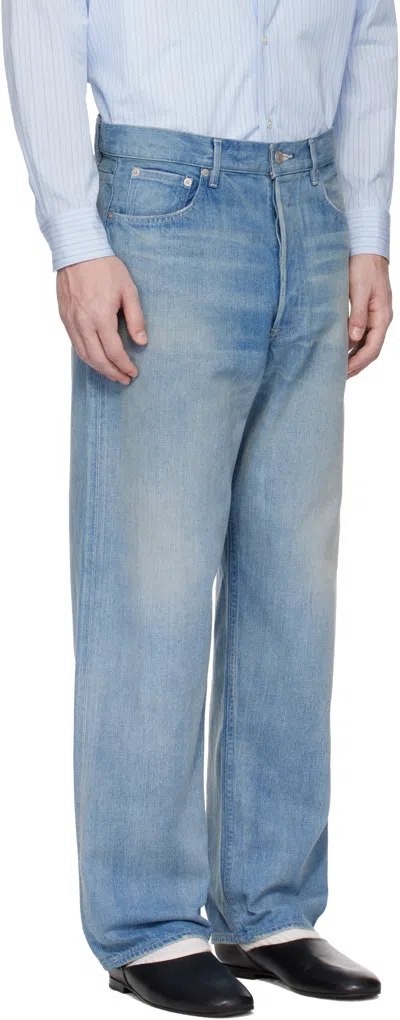 Auralee Light Indigo Jeans With Washed Effect