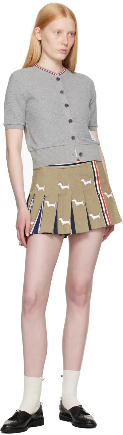 Thom Browne Gray Cotton Waffle Short Sleeve Cardigan In Multi