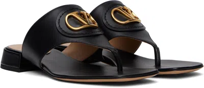 Valentino Garavani Vlogo Signature Thong Sandal In Calfskin 20mm Woman Black 41