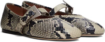 Paris Texas Ballet Flats In Natural Python-printed Leather