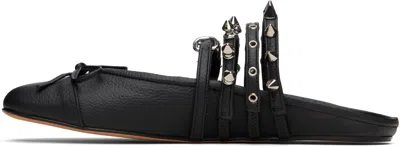 Abra Blue Spike Ballerina Mules In Black