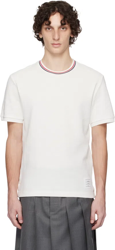 Thom Browne Off-white Cotton Waffle Rib Cuff T-shirt