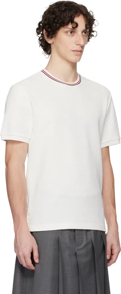 Thom Browne Off-white Cotton Waffle Rib Cuff T-shirt