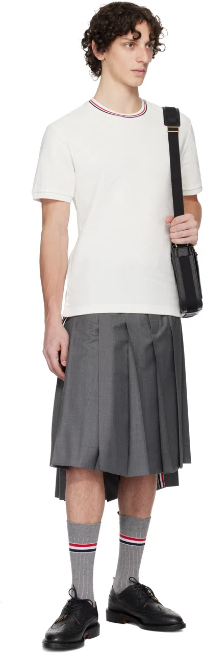 Thom Browne Off-white Cotton Waffle Rib Cuff T-shirt