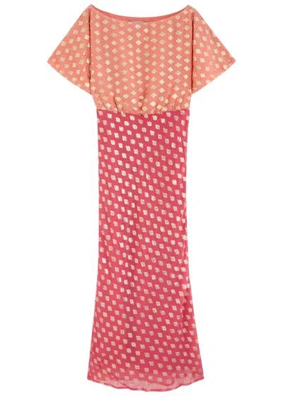 Never Fully Dressed Pink And Red Jacquard Tilly Dress