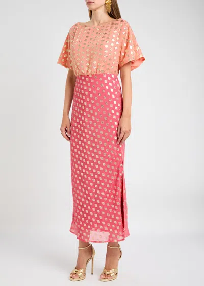 Never Fully Dressed Pink And Red Jacquard Tilly Dress