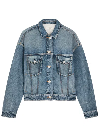Rag & Bone Miramar Trucker Denim-print Terry Jacket