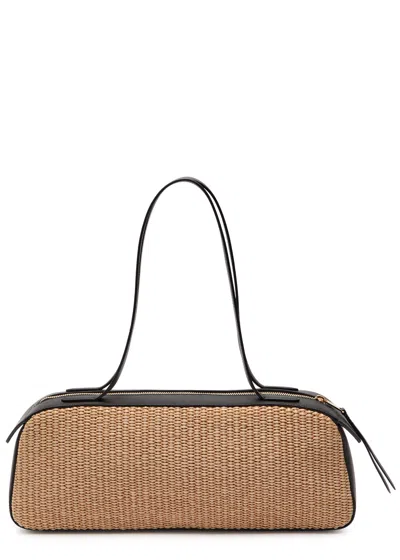 Khaite Simona Leather-trimmed Raffia Shoulder Bag