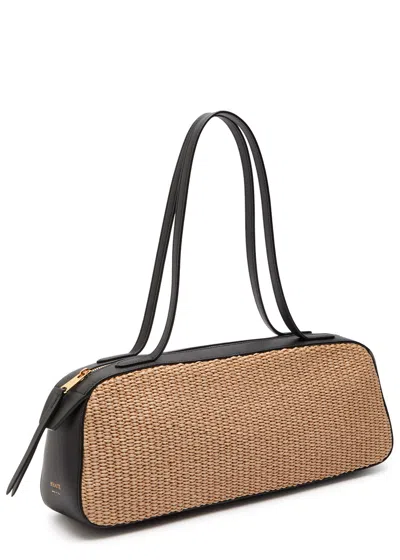 Khaite Simona Leather-trimmed Raffia Shoulder Bag