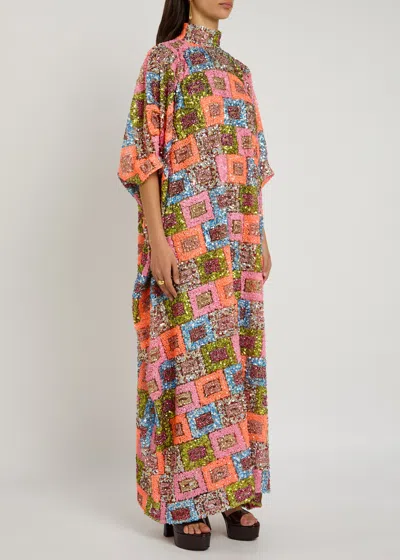 Taller Marmo Bermuda Sequin-embellished Chiffon Maxi Kaftan Dress