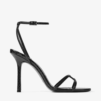 Jimmy Choo Strappy Leo 100 Stiletto Heel Sandals In Black