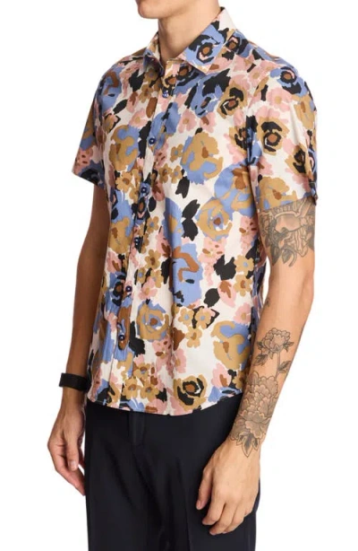 Paisley & Gray Sawyer Trim Fit Floral Short Sleeve Button-up Shirt