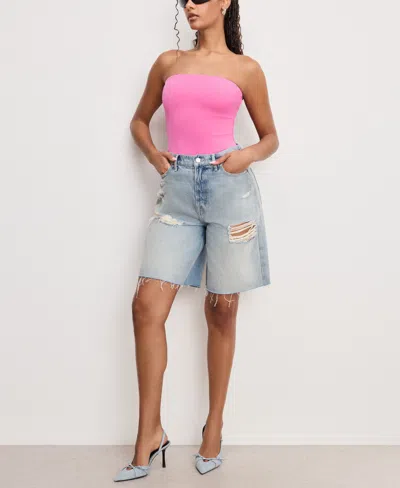 Good American Womens Corset Scuba Stretch-woven Bodysuit Berry Sorbet010 In Pink