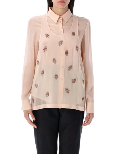 Fendi Georgette Top With Rhinestones And Sequins Embroidery
