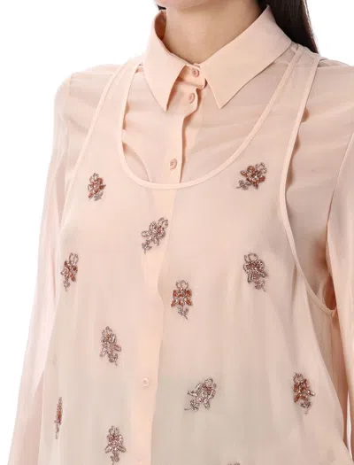Fendi Georgette Top With Rhinestones And Sequins Embroidery