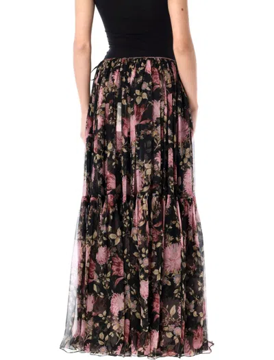 Chloé Sheer Overlay Tiered Floral Skirt