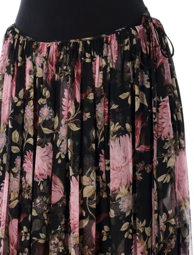 Chloé Sheer Overlay Tiered Floral Skirt
