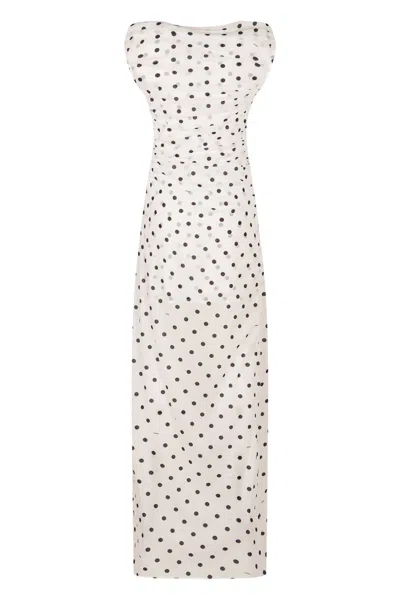 Jacquemus Rita Draped Gathered Polka-dot Crepe De Chine Maxi Dress