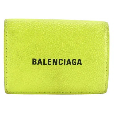 Pre-owned Balenciaga Yellow Leather Wallet (tri-fold) ()