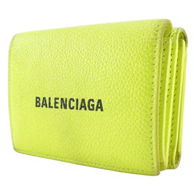Pre-owned Balenciaga Yellow Leather Wallet (tri-fold) ()