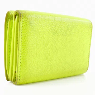 Pre-owned Balenciaga Yellow Leather Wallet (tri-fold) ()
