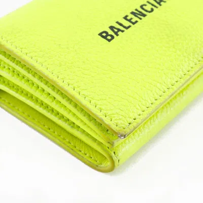 Pre-owned Balenciaga Yellow Leather Wallet (tri-fold) ()