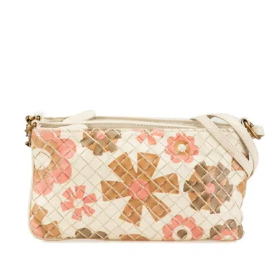 Pre-owned Bottega Veneta Beige Pink White Leather Shoulder Bag ()