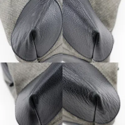 Pre-owned Bottega Veneta Black Gray Canvas Leather Tote Bag ()