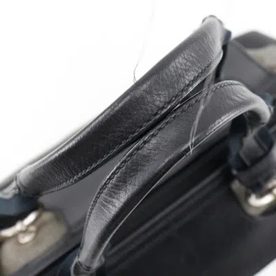 Pre-owned Bottega Veneta Black Gray Canvas Leather Tote Bag ()