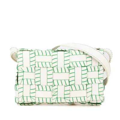 Pre-owned Bottega Veneta Green White Leather Shoulder Bag ()