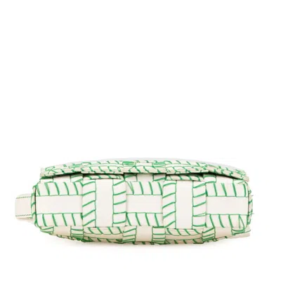 Pre-owned Bottega Veneta Green White Leather Shoulder Bag ()