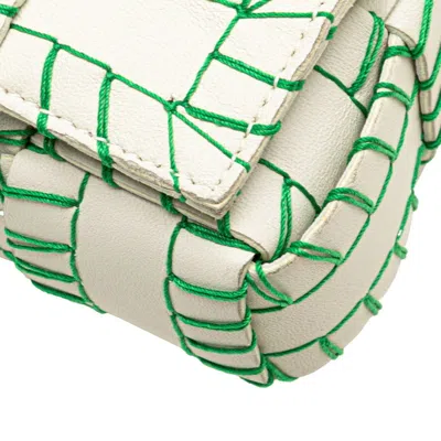 Pre-owned Bottega Veneta Green White Leather Shoulder Bag ()