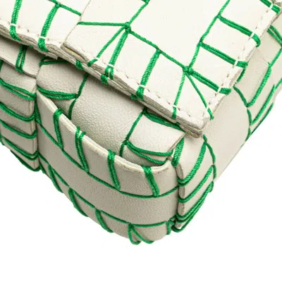 Pre-owned Bottega Veneta Green White Leather Shoulder Bag ()