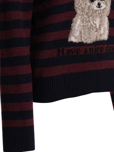 Ganni Graphic Wool Mix Poodle Stripe Sweaters And Cardigans Multicolor