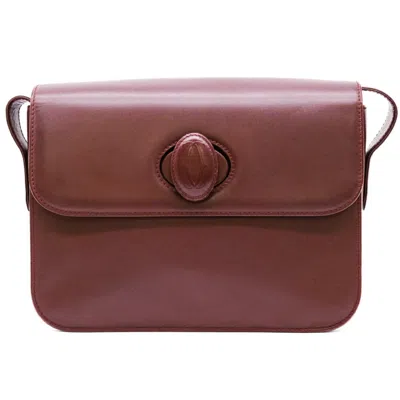 Pre-owned Cartier Bordeaux Red Color Leather Shoulder Bag ()