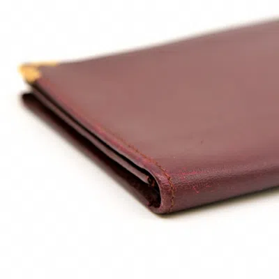 Pre-owned Cartier Red Color Leather Long Bill Wallet (bi-fold) ()