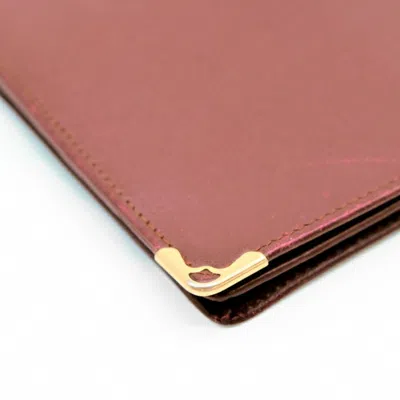 Pre-owned Cartier Red Color Leather Long Bill Wallet (bi-fold) ()
