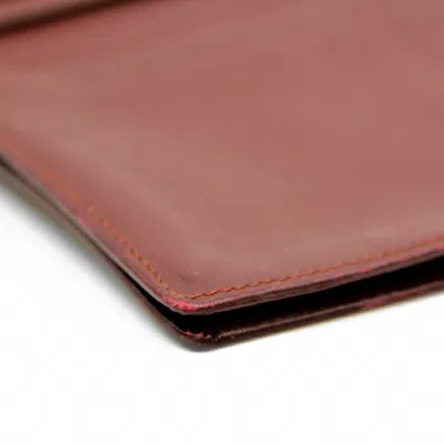 Pre-owned Cartier Red Color Leather Long Bill Wallet (bi-fold) ()