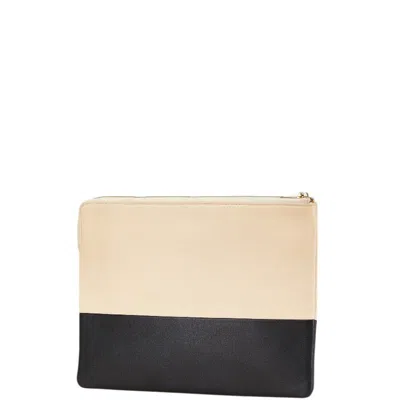 Pre-owned Celine Beige Black Leather Clutch Bag ()