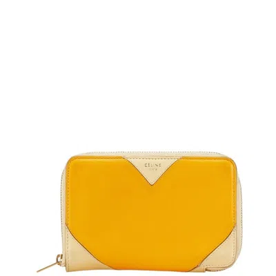 Pre-owned Celine Beige Yellow Leather Wallet (bi-fold) () In Multi