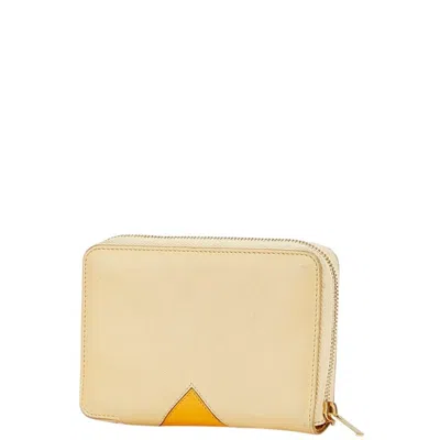 Pre-owned Celine Beige Yellow Leather Wallet (bi-fold) () In Multi
