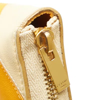 Pre-owned Celine Beige Yellow Leather Wallet (bi-fold) () In Multi