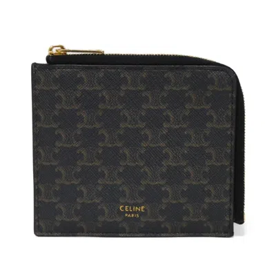 Pre-owned Celine Black Canvas Coin Purse/coin Case ()