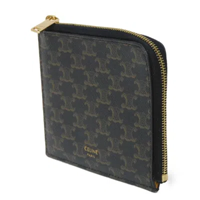 Pre-owned Celine Black Canvas Coin Purse/coin Case ()