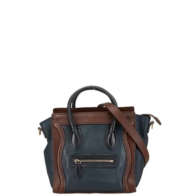 Pre-owned Celine Brown Navy Leather Handbag Shoulder Bag ()