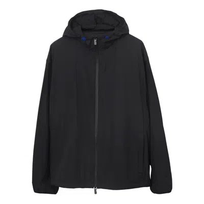 Burberry Ekd-embroidered Hooded Lightweight Jacket In Black