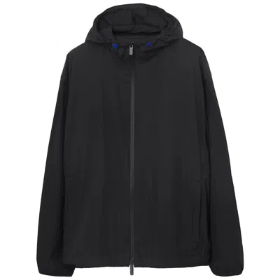 Burberry Ekd-embroidered Hooded Lightweight Jacket In Black