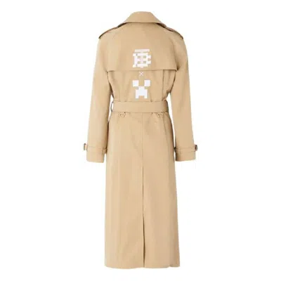 Burberry Women Beige Double-breasted Trench Coat With Matching Belt In Cotton Woman In Neutral
