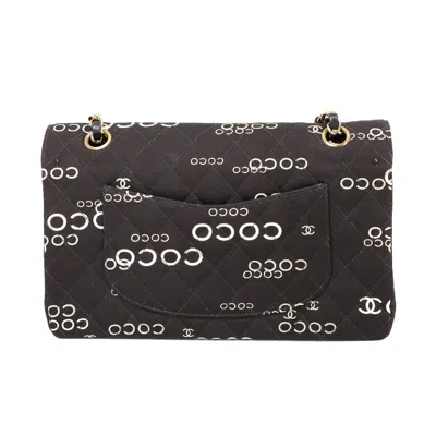 Pre-owned Chanel Black White Canvas Shoulder Bag ()