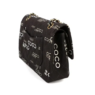 Pre-owned Chanel Black White Canvas Shoulder Bag ()
